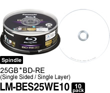 25GB BD-RE (Single Sided/Single Layer) LM-BES25WE10(10pack) (Spindle)