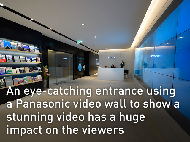 An eye-catching entrance using a Panasonic video wall to show a stunning video has a huge impact on the viewers