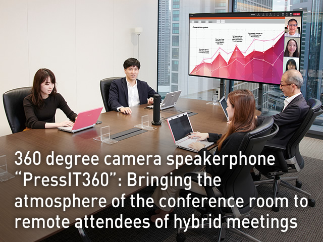 360 degree camera speakerphone "PressIT360": Bringing the atmosphere of the conference room to remote attendees of hybrid meetings