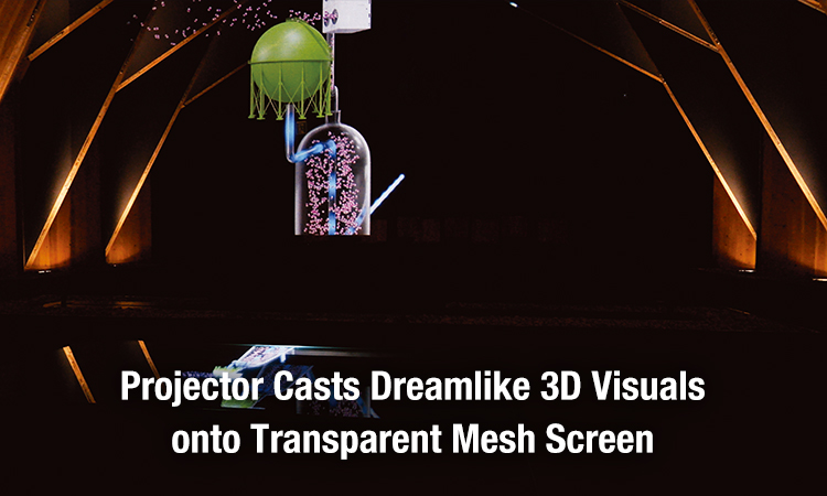 Projector Casts Dreamlike 3D Visuals onto Transparent Mesh Screen