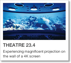 THEATRE 23.4 Experiencing magnificent projection on the wall of a 4K screen