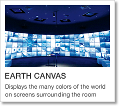EARTH CANVAS Displays the many colors of the world on screens surrounding the room