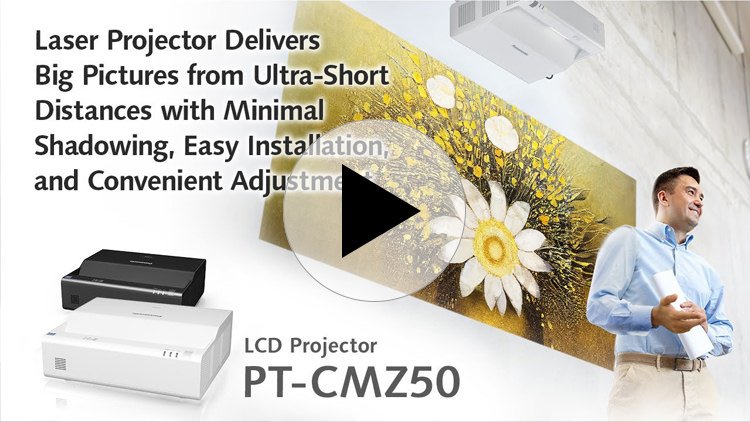 PT-CMZ50 Introduction : The Ultra-short-throw projector delivers deliver a large 80-inch image from about 1 cm (1/3 in.)