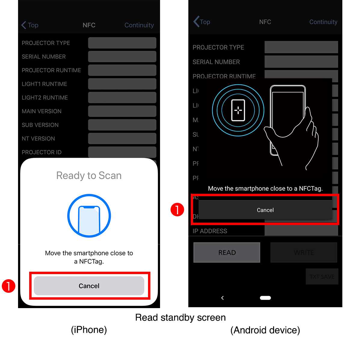 Read standby screen (iPhone)/(Android device)