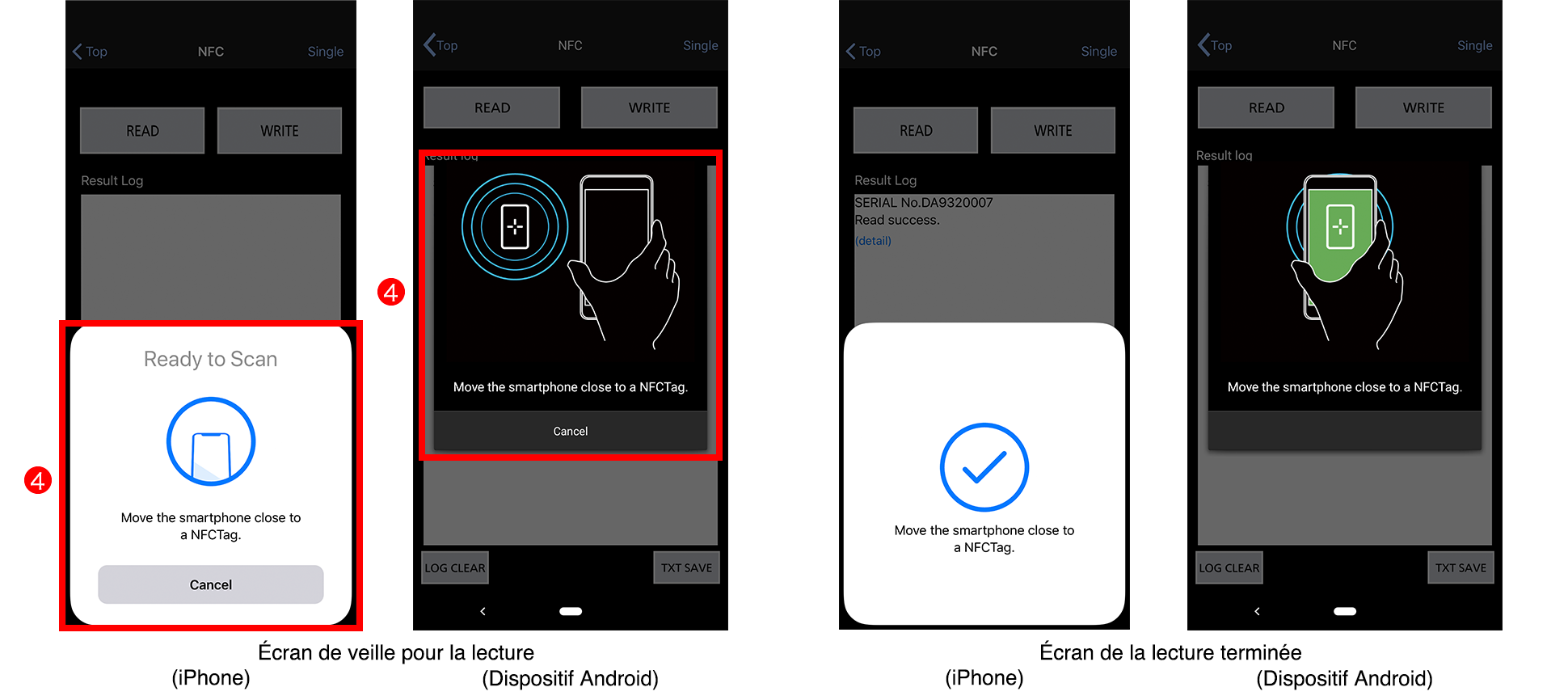 Écran de veille pour la lecture (iPhone)/(Dispositif Android), Écran de la lecture terminée (iPhone)/(Dispositif Android)