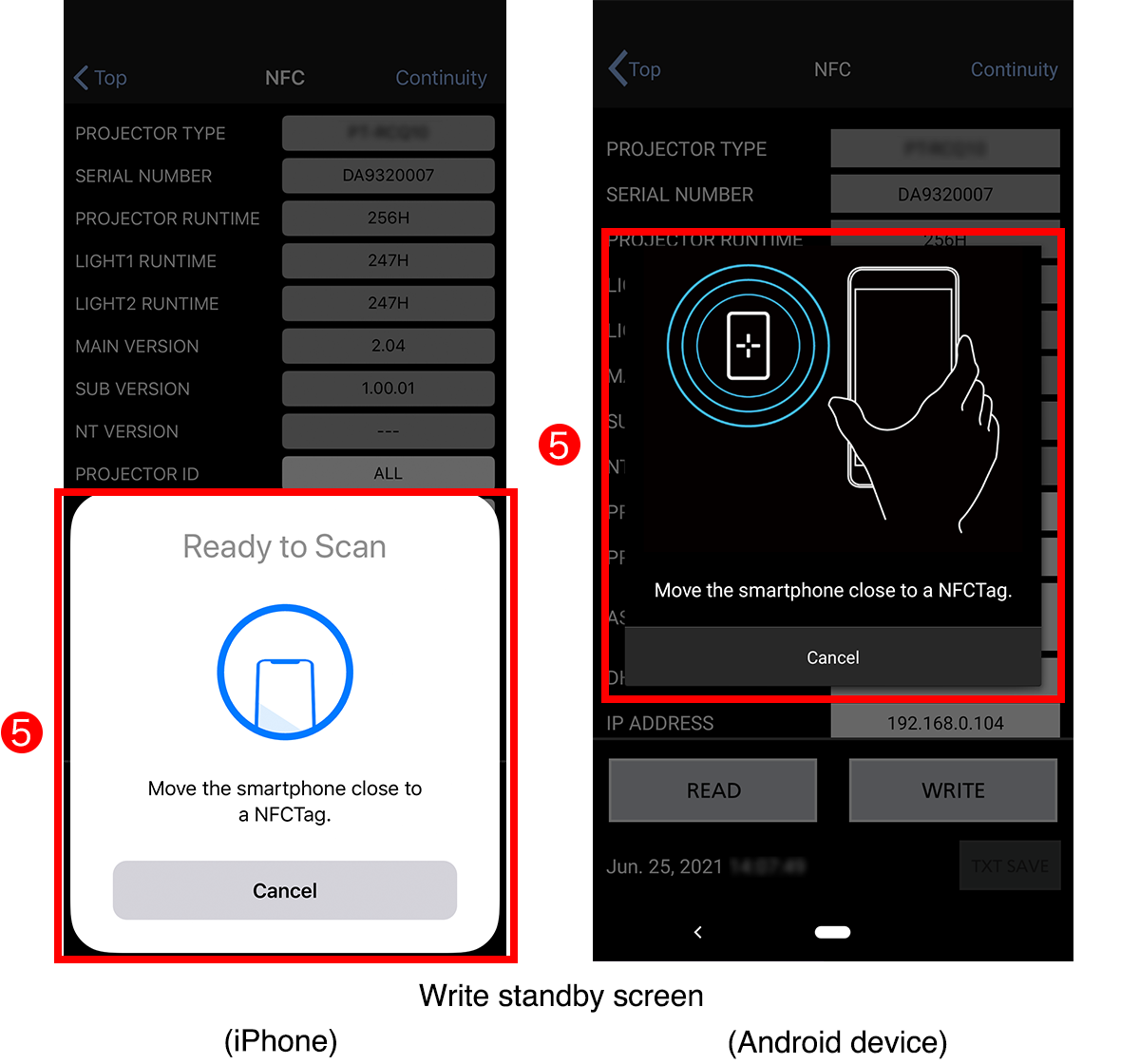 Write standby screen (iPhone)/(Android device)