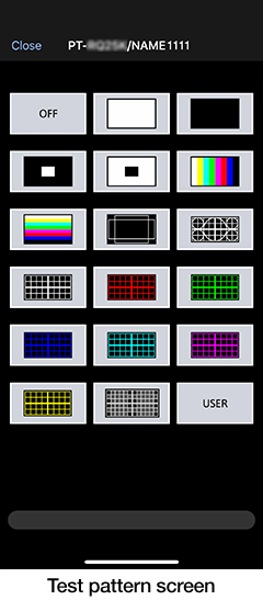 Test pattern screen