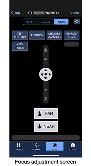 Focus adjustment screen