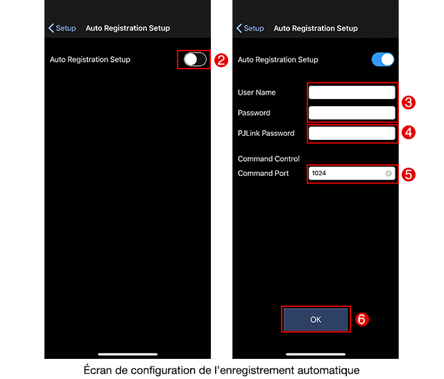 Écran de configuration de l’enregistrement automatique