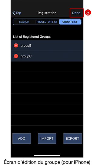 Écran d’édition du groupe (pour iPhone)