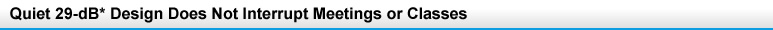 Quiet 29-dB* Design Does Not Interrupt Meetings or Classes