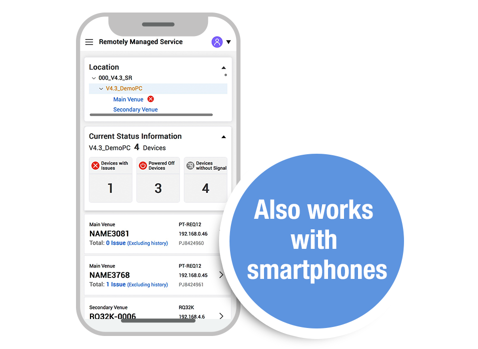 Also works with smartphones