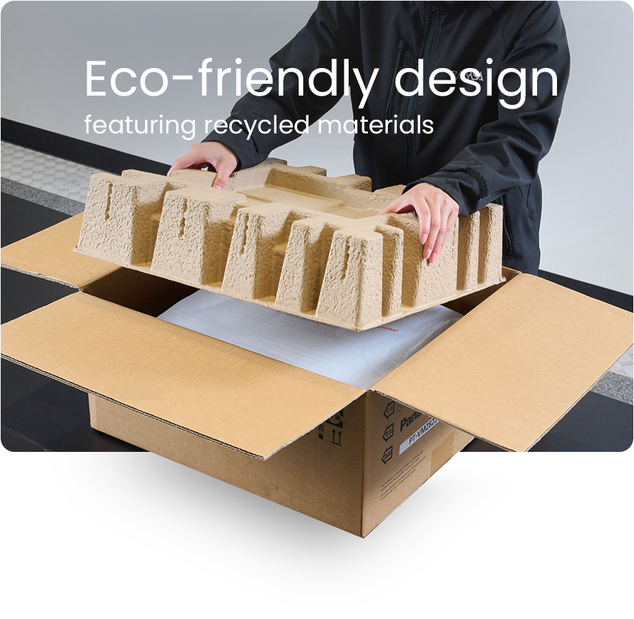 Shipping cartons use recycled materials instead of polystyrene foam